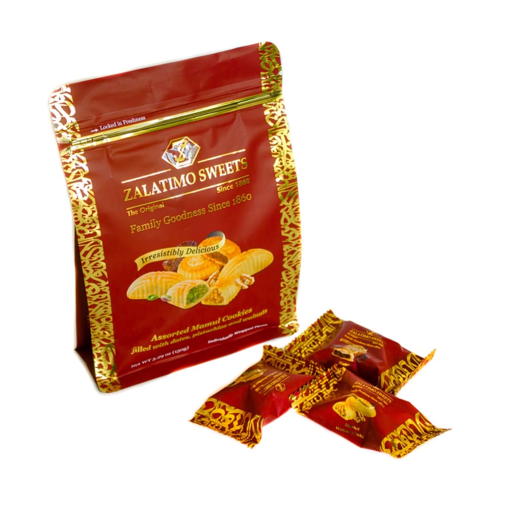 Zalatimo Assorted Mamoul Cookies filled with dates, pistachios & walnuts 150 gm